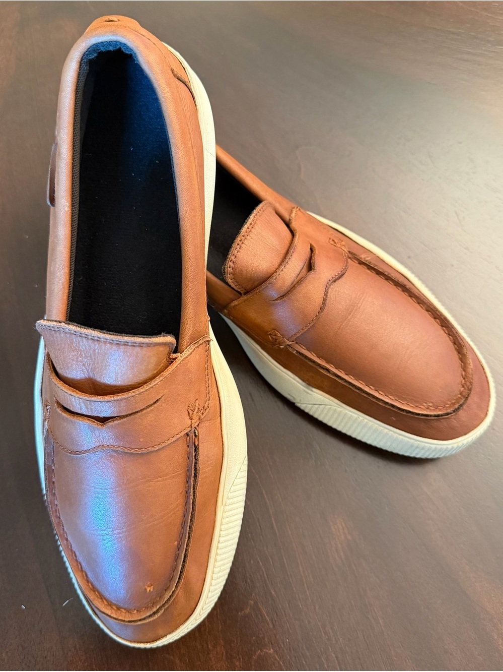 Cole Haan Men's Casual Penny Loafers in Brown with White Sole Size 10M